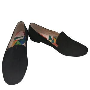 Katy Perry Tia Black Velvety Faux Suede Loafers Flats Slip On Minimalist Preppy